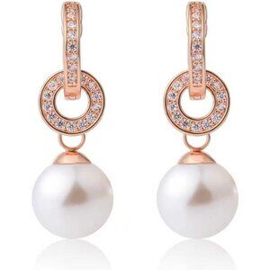 14K Gold Plated Pearl Drop Earrings for Women, Bridal Wedding Fashion Jewelry